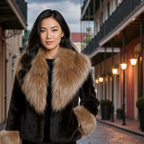 Chosen Furs Knitted Mink Jacket with Fox Trim