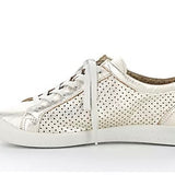 metallic hue perforated sneaker low top with white laces side detail