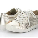 metallic hue perforated sneaker low top with white laces pair