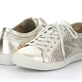 metallic hue perforated sneaker low top with white laces pair
