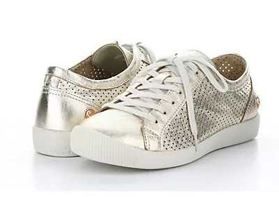 metallic hue perforated sneaker low top with white laces pair