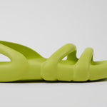 Light green molded modern flat sandal close up