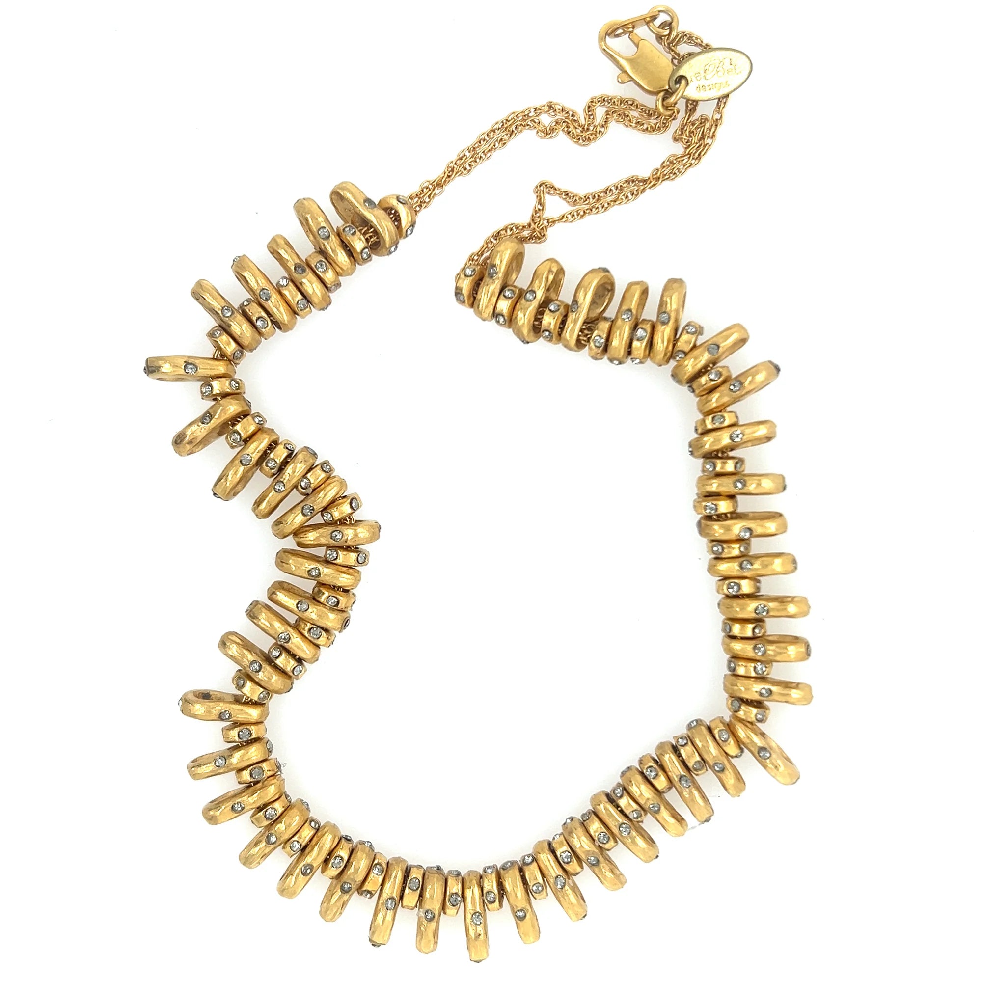 Hi Lo crystal stacked necklace features 18K gold plating with black diamond crystal accents. On a 14"chain with 2" extender. Handcrafted in Brooklyn.