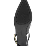 Slingback stiletto heel with buckle on strap in black from Vince Camuto bottom