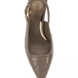 Slingback stiletto heel with buckle on strap in taupe from Vince Camuto top