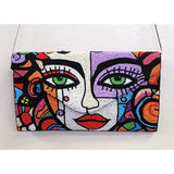 Beaded Face Art Clutch