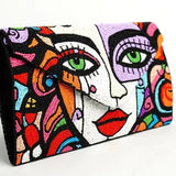 Beaded Face Art Clutch