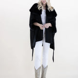 Original USA Suede Belted Cape with Wide Vegan Fur Collar and Cuffs