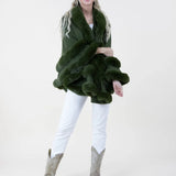 Original USA Double Layered Faux Fur Cape with Hoodie