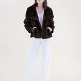 Original USA Leopard Wide Lapel Faux Fur Jacket