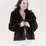 Original USA Leopard Wide Lapel Faux Fur Jacket