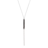 crystal stacked necklace features an antique brass finish with black diamond crystal accents on a 16" delicate chain with lobster clasp closure. Handmade in New York.