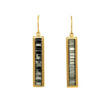 rectangular baguette crystal drop earrings feature 18K gold plate finish with Austrian crystals. Handcrafted in Brooklyn.