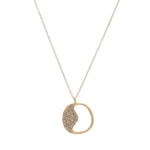 apple inspired small necklace features 18K gold finish with black diamond crystal accents and a 16 inch brass chain with lobster clasp closure. Handmade in New York.