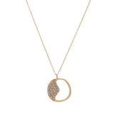 apple inspired small necklace features 18K gold finish with black diamond crystal accents and a 16 inch brass chain with lobster clasp closure. Handmade in New York.