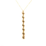 oval link drop pendant necklace features 18K gold finish with burnished black diamond crystal accents on a 16" fine chain with lobster clasp closure. Handcrafted in Brooklyn.