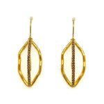 small open leaf crystal drop earrings feature 18K gold finish over brass with black diamond crystals. Handcrafted in Brooklyn.