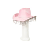 Pink Rhinestone Curtain Fringe Cowboy Hat