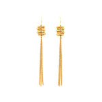 tassel drop earrings feature 18K gold plates with black diamond crystals. Handmade in Brooklyn.
