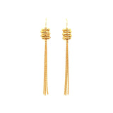 tassel drop earrings feature 18K gold plates with black diamond crystals. Handmade in Brooklyn.