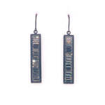 Rebel rectangular baguette crystal drop earrings features antique brass finish with black diamond crystals. 2 1/4" drop. Handmade in Brooklyn.
