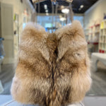Genuine coyote fur handbag with cow horn handle. Made in the USA. Featured at Shoe Be Do USA.