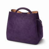 Purple Suede Structured Handbag