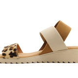 Beige sandal with leopard print strap inside view