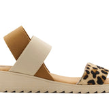 Beige sandal with leopard print strap close-up