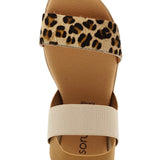 Beige sandal with leopard print strap top view
