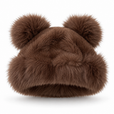 Brown Faux Fur Pom Pom Hat