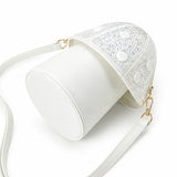 White mushroom handbag with polka dot design alt view