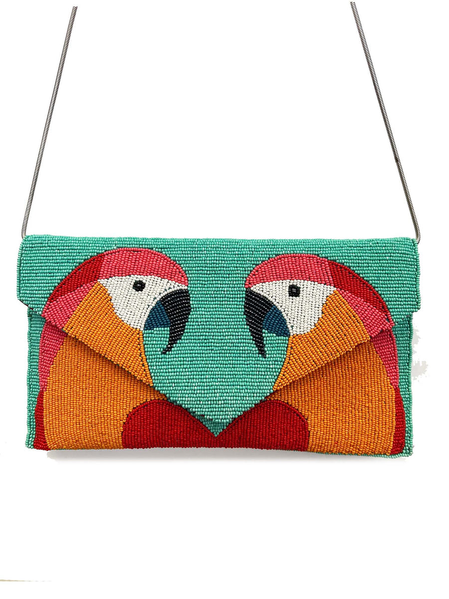 Ricki Designs Parrot Beaded Clutch