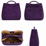 Purple Suede Structured Handbag