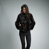 Diana Rosh Mink & Fox Trim Bomber Jacket