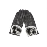 Jayley Leather Gloves with Fur Trim