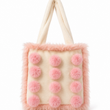 Faux Fur Pink Pom-Pom Plush Tote