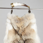 Genuine coyote fur handbag with cow horn handle. Made in the USA. Ranch raised.