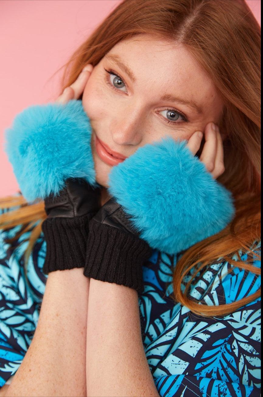 JAYLEY Faux Fur Fingerless Gloves