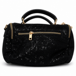 Black handbag with rhinestone details back
