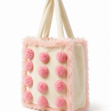 Faux Fur Pink Pom-Pom Plush Tote