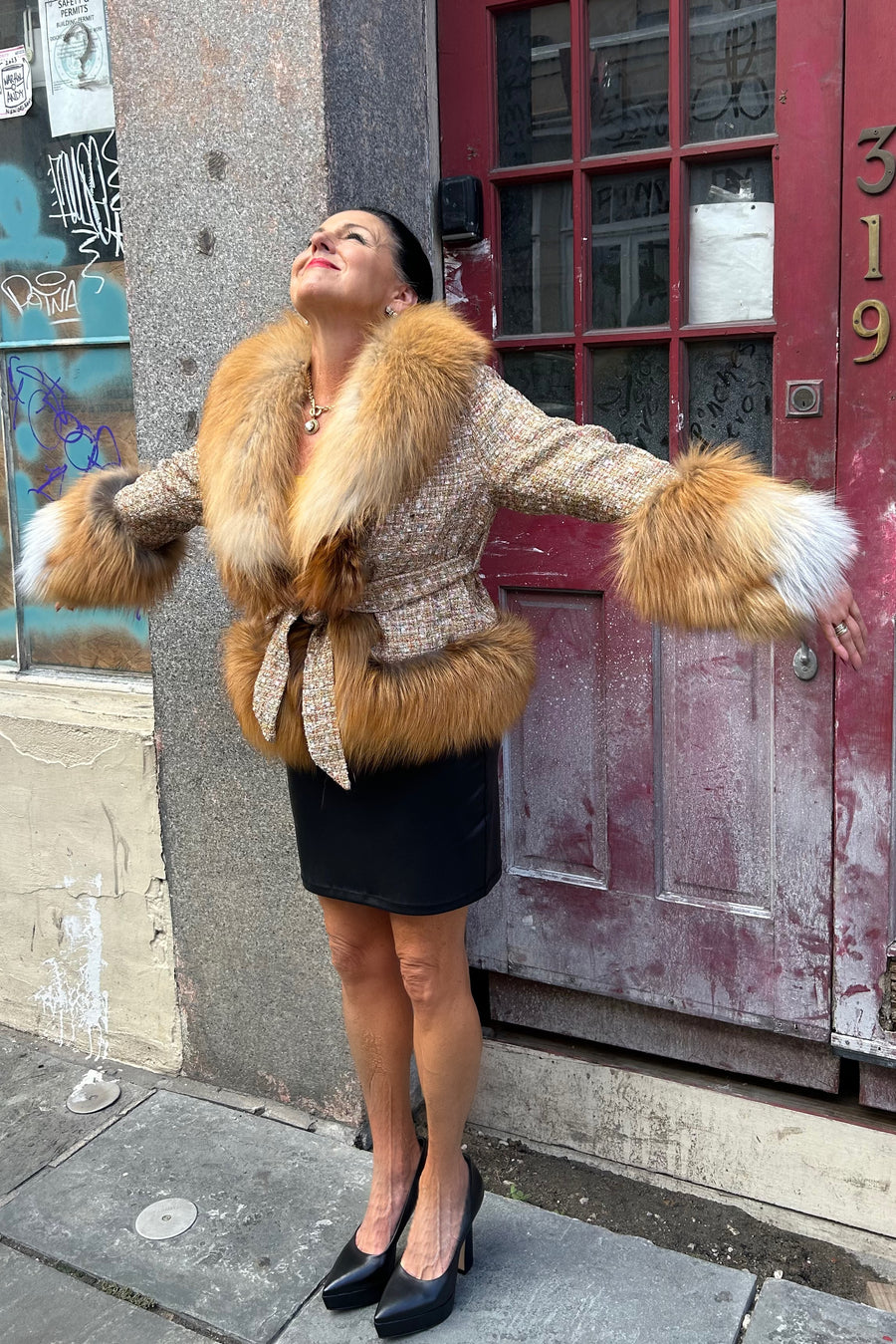 Diana Rosh Wool Fox trim Jacket