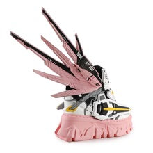 pink, white, black, and yellow fashion statement platform sneaker by Anthony Wang back