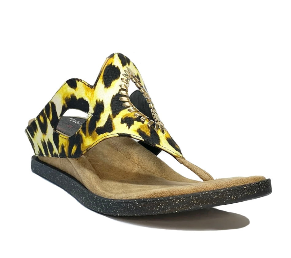 reversible wedge open back sandal animal print