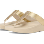 gold metallic platform wedge fit form flip flop pair