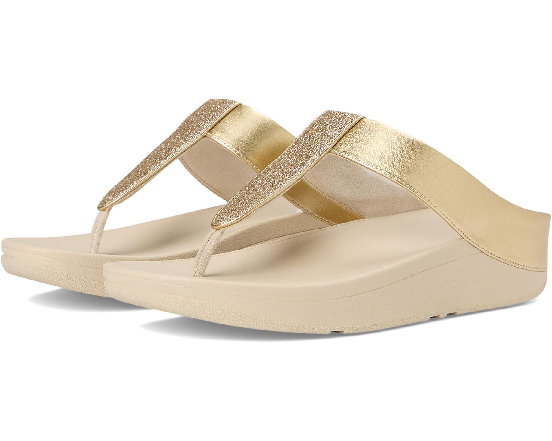 gold metallic platform wedge fit form flip flop pair