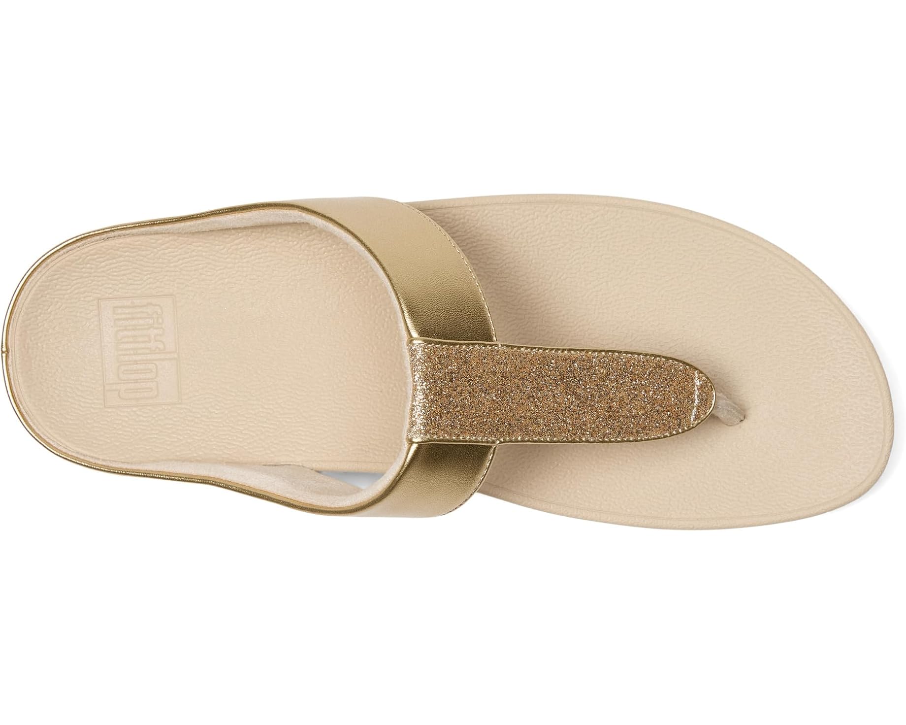 gold metallic platform wedge fit form flip flop top view