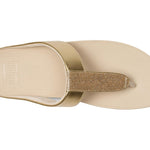 gold metallic platform wedge fit form flip flop top view