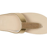 gold metallic platform wedge fit form flip flop top view