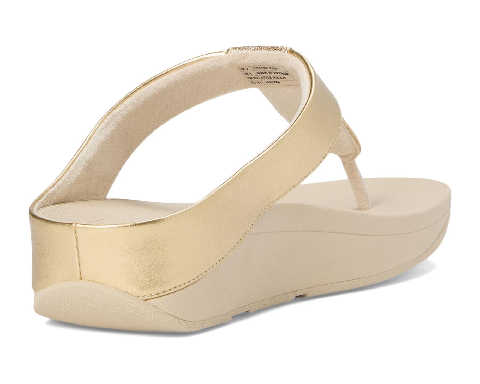 gold metallic platform wedge fit form flip flop back